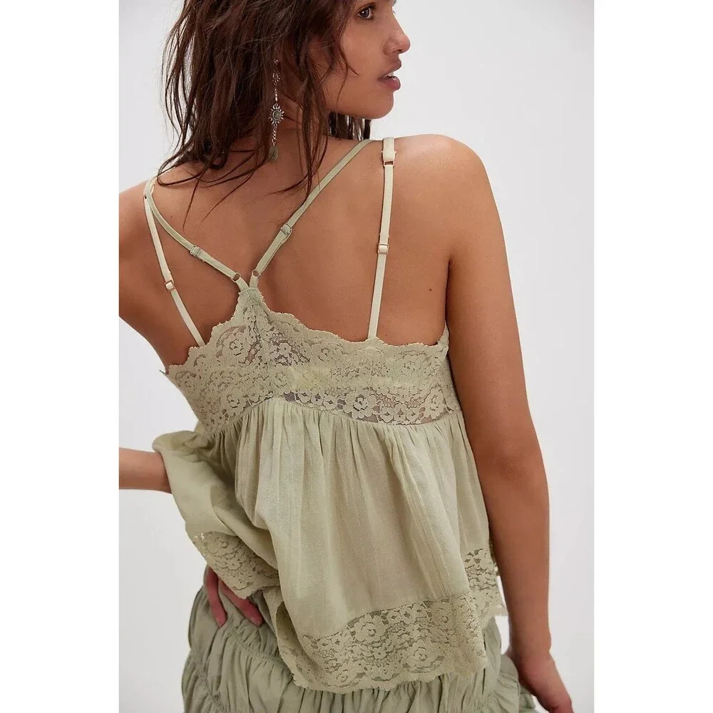 Intimately Free People Fiona Cami Blouse Top Tank Sleeveless Lace M 289130